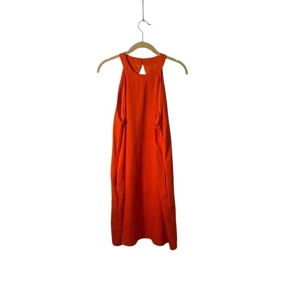 Listicle womenโsโorange halter neckline fully lined dress M